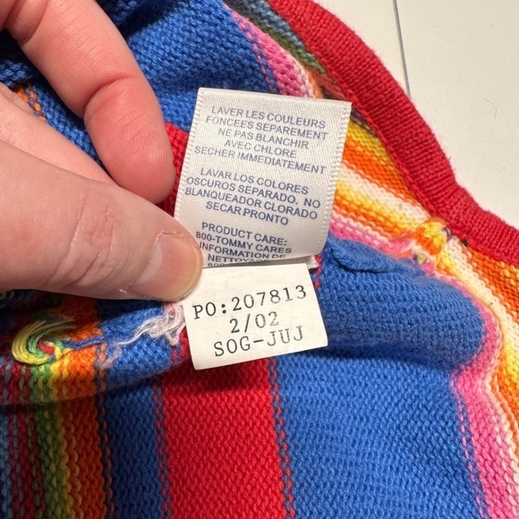 Vintage Y2K Rainbow Stripe Knit Sweater Tank Top V-Neck Made in Japan 2002 Large - Picture 9 of 12